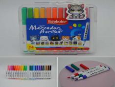 A301-24 (Caja-56) "MARCADOR ACRÍLICO 24 COLORES PUNTA PINCEL COLORES INTENSOS MARCA ADEKOLOR"