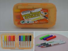 A330-12 (Caja-96) "MARCADOR ACRÍLICO 12 COLORES PUNTAPINCEL TINTA LIQUIDA MARCA ADEKOLOR"