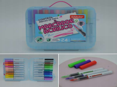 A330-24 (Caja-48) "MARCADOR ACRÍLICO 24 COLORES PUNTAPINCEL TINTA LIQUIDA MARCA ADEKOLOR"