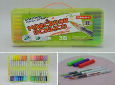 A330-36 (Caja-36) "MARCADOR ACRÍLICO 36 COLORES PUNTAPINCEL TINTA LIQUIDA MARCA ADEKOLOR"