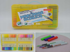 A330-48 (Caja-24) "MARCADOR ACRÍLICO 48 COLORES PUNTAPINCEL TINTA LIQUIDA MARCA ADEKOLOR"