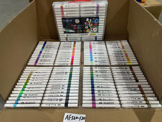 AF520-120 "MARCADOR ACRÍLICO PUNTA PINCEL  120 COLORES 72 INTENSOS + 24 PASTEL+24  METALICO"  (16pz/caja)