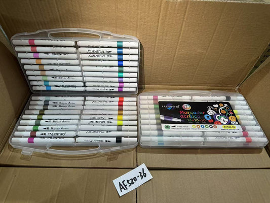 AF520-36 "MARCADOR ACRÍLICO PUNTA PINCEL 36 COLORES 16 INTENSOS + 10 PASTEL+10 METALICO" (48pz/caja)