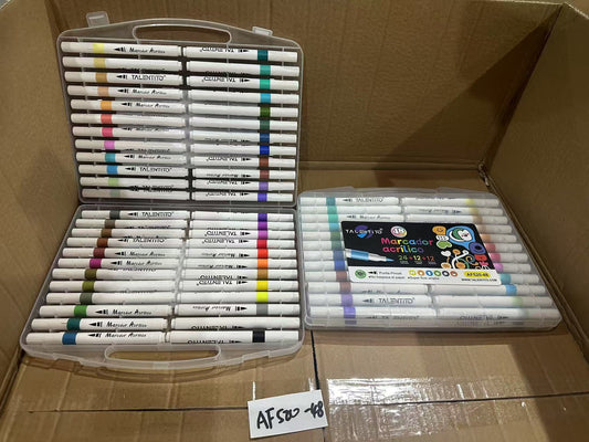 AF520-48 "MARCADOR ACRÍLICO PUNTA PINCEL 48 COLORES 24 INTENSOS + 12 PASTEL+12 METALICO"  (36pz/caja)
