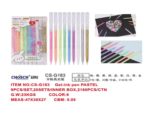 CS-G183(Caja-240)PLUMA DE GEL COLOR
9 COLORES