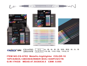 CS-H783(Caja-144)PLUMON METALICO DOBLE PUNTA 10 COLORES