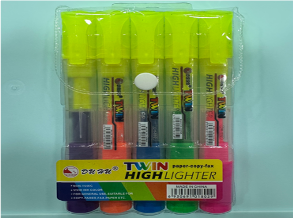 DH-802(Caja-240)MARCATEXTO DOBLE PUNTA CON DOBLE COLOR 5 PZS