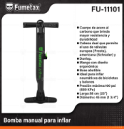 FU-11101 (Caja master 12)(MOQ  1 pz=1 etiqueta) Bomba manual para inflar