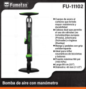 FU-11102 (Caja master 10)(MOQ  1 pz=1 etiqueta) Bomba de aire con manómetro