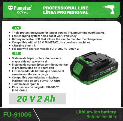 FU-91005-(Caja master 1 CTN=16 SKU)-(MOQ 1 SKU)-Sistema de triple protección para una mayor vida útil que evita el sobrecalentamiento, la sobrecarga y la sobredescarga
Sistema de carga rápida permite aumentar la productividad en la operación