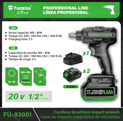 FU-93001-(Caja master 1 CTN=4 SKU)-(MOQ 1 SKU)-Motor sin carbones: libre de mantenimiento y antidesgaste
Parada automática en reversa