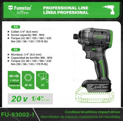 FU-93002-1-(Caja master 1 CTN=20 SKU)-(MOQ 1 SKU)-Motor sin carbones: libre de mantenimiento y antidesgaste
Luz LED