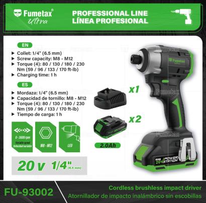 FU-93002-(Caja master 1 CTN=4 SKU)-(MOQ 1 SKU)-Motor sin carbones: libre de mantenimiento y antidesgaste
Luz LED