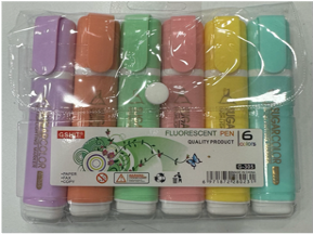 G-305-6(Caja-200)MARCATEXTO PASTEL  6 COLORES