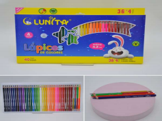 L100-40 (Caja-72) "LAPICES DE COLORES 36+4 PZS PUNTA GRUESA DE 4.2MM MARCA LUNITA"