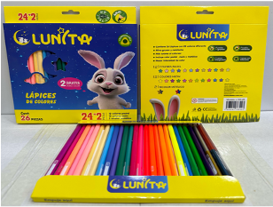 L103-26(Caja-72)12 COLORES PASTEL
12 COLORES NEON
2 COLORES METALICO (GRATIS)