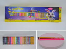 L120-54 (Caja-36) "LAPICES DE COLORES 48+6 PZS PUNTA GRUESA DE 4.2MM MARCA LUNITA"