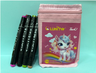 L201-24(Caja-40)TOUCH LUNITA DOBLE PUNTA 24 COLORES-UNICORNIO