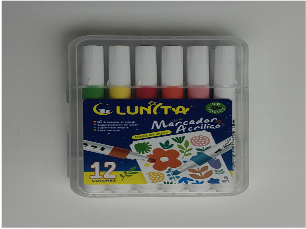 L250-12(Caja-108)MARCADOR ACRÍLICO
12 COLORES
PUNTA BALA
