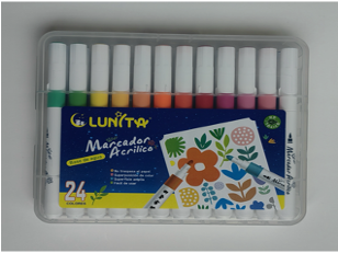 L250-24(Caja-56)MARCADOR ACRÍLICO
24 COLORES
PUNTA BALA