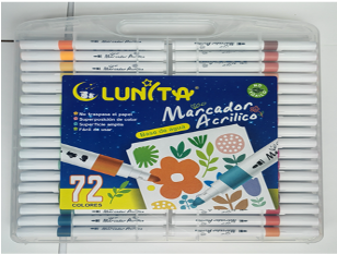 L250-72(Caja-20)MARCADOR ACRÍLICO
72 COLORES
PUNTA BALA