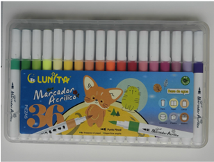 L251-36(Caja-36)MARCADOR ACRÍLICO
36 COLORES
PUNTA PINCEL