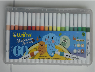L251-60(Caja-24)MARCADOR ACRÍLICO
60 COLORES
PUNTA PINCEL