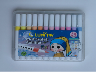 L254-24(Caja-56)MARCADOR ACRÍLICO
24 COLORES
PUNTA PINCEL
PASTEL