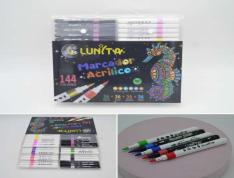 L256-144 (Caja-12) "MARCADOR COMBINADO PUNTA PINCEL 144 COLORES 36 INTENSOS + 36 PASTEL + 36 METALICO + 36 GLITTER"