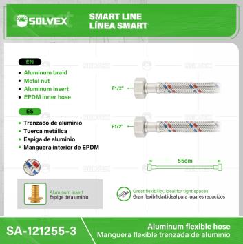 SA-121255-3-(Caja master 1 CTN=150 SKU)-(MOQ 10 SKU)-Manguera flexibles trenzado aluminio
Trenzado de aluminio
