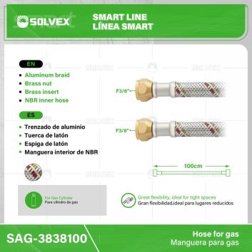 SAG-3838100-(Caja master 1 CTN=50 SKU)-(MOQ 1 SKU)-Manguera para gas
Trenzado de aluminio