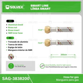 SAG-3838200-(Caja master 1 CTN=50 SKU)-(MOQ 1 SKU)-Manguera para gas
Trenzado de aluminio