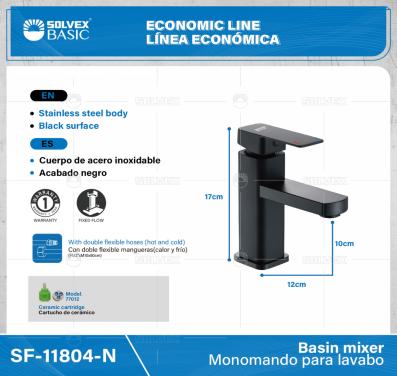 SF-11804-N-(Caja master 1 CTN=10 SKU)-(MOQ 1 SKU)-Monomando para lavabo
Cuerpo de acero inoxidable