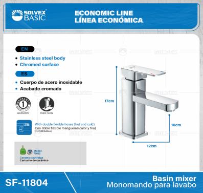 SF-11804-(Caja master 1 CTN=10 SKU)-(MOQ 1 SKU)-Monomando para lavabo
Cuerpo de acero inoxidable