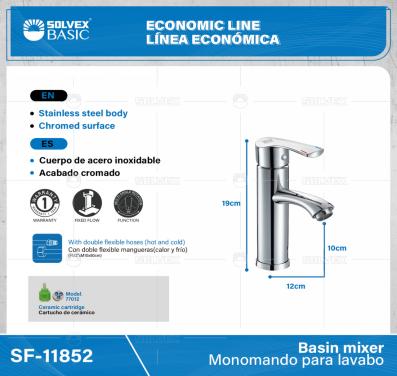 SF-11852-(Caja master 1 CTN=10 SKU)-(MOQ 1 SKU)-Monomando para lavabo
Cuerpo de acero inoxidable