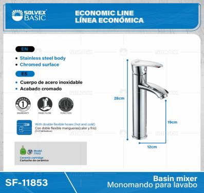 SF-11853-(Caja master 1 CTN=10 SKU)-(MOQ 1 SKU)-Monomando para lavabo
Cuerpo de acero inoxidable