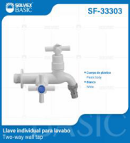 SF-33303 (Caja master 50)(MOQ 1 pz=1 bolsa) Llave individual para lavabo Two-way wall tap