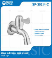 SF-35214-C (Caja master 100)(MOQ 1 pz=1 bolsa) Llave individual para lavabo Wall tap