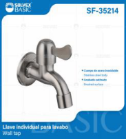 SF-35214 (Caja master 100)(MOQ 1 pz=1 bolsa) Llave individual para lavabo Wall tap