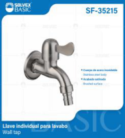 SF-35215 (Caja master 100)(MOQ 1 pz=1 bolsa) Llave individual para lavabo Wall tap