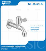 SF-35223-C (Caja master 100)(MOQ 1 pz=1 bolsa) Llave individual para lavabo Wall tap