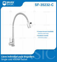 SF-35232-C (Caja master 40)(MOQ 1 pz=1 bolsa) Llave individual para fregadero Single cold kitchen faucet