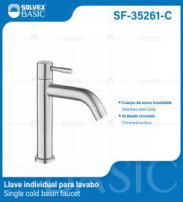 SF-35261-C (Caja master 40)(MOQ 1 pz=1 bolsa) Llave individual para lavabo Single cold basin faucet