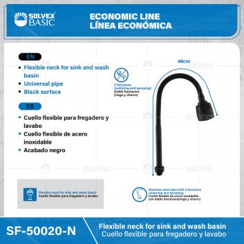 SF-50020-N-(Caja master 1 CTN=30 SKU)-(MOQ 1 SKU)-Cuello flexible para fregadero y lavabo
Cuello flexible de acero inoxidable