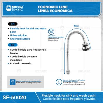 SF-50020-(Caja master 1 CTN=30 SKU)-(MOQ 1 SKU)-Cuello flexible para fregadero y lavabo
Cuello flexible de acero inoxidable