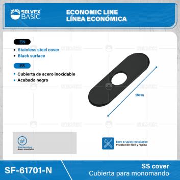 SF-61701-N-(Caja master 1 CTN=100 SKU)-(MOQ 1 SKU)-Cubierta para monomando
Cubierta de acero inoxidable