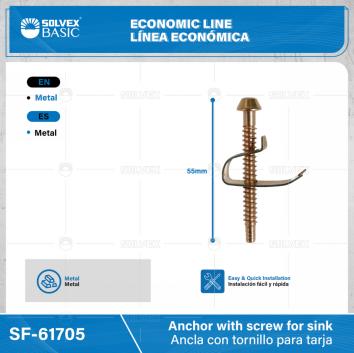 SF-61705-(Caja master 1 CTN=100 SKU)-(MOQ 1SKU)-Ancla con tornillo para tarja
Metal