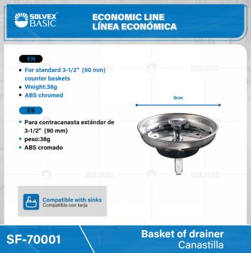 SF-70001-(Caja master 1 CTN=500 SKU)-(MOQ 100 SKU)-Canastilla
Para contracanasta estándar de 3-1/2"  (90 mm)
