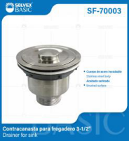 SF-70003 (Caja master 100)(MOQ 1 pz=1 caja) Contracanasta para fregadero 3-1/2' Drainer for sink