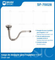 SF-70028 (Caja master 40)(MOQ 1 pz=1 bolsa) Juego de desague para fregadero 1-1/2 Drain set